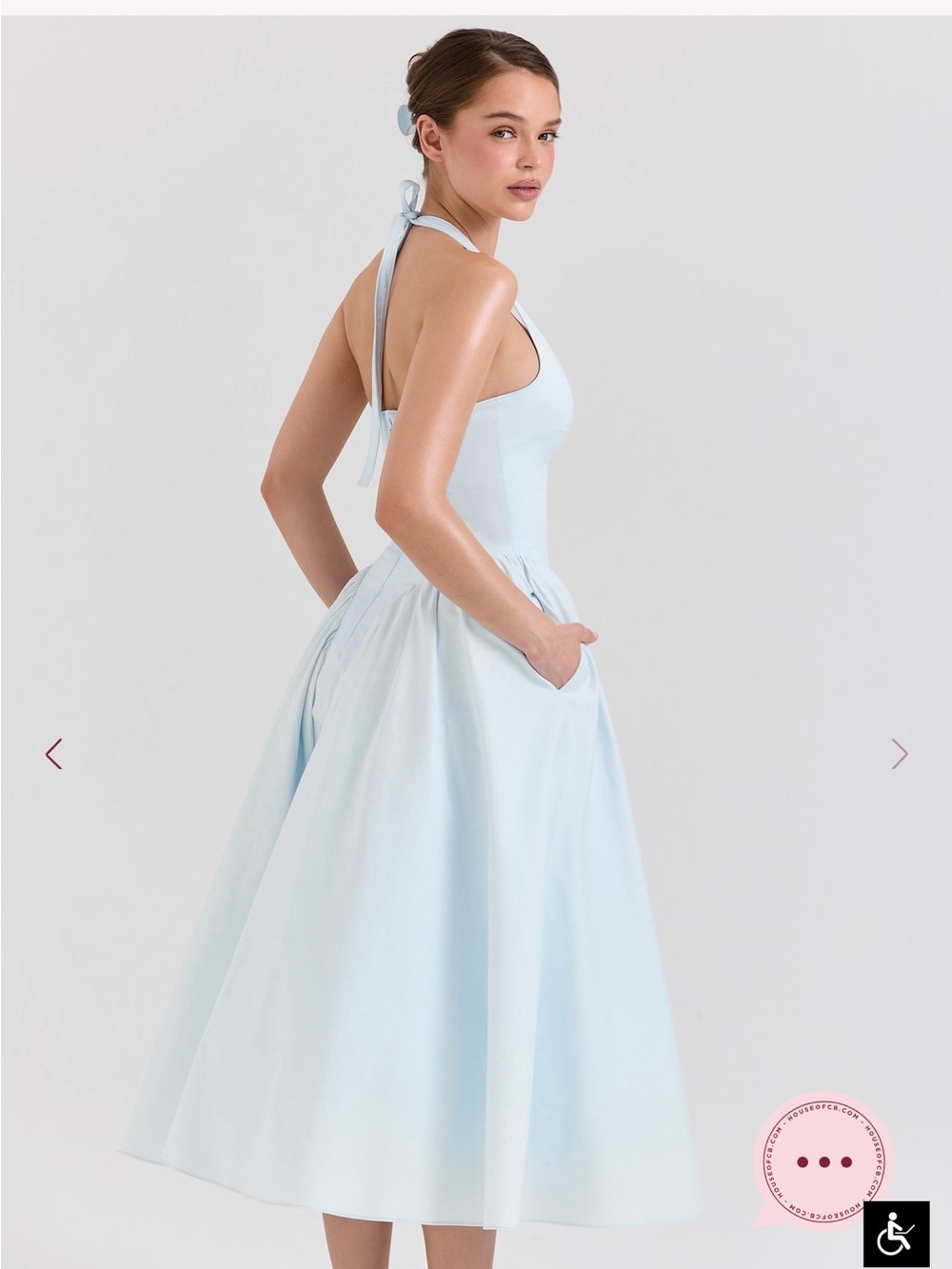 House of CB Pale Blue Halter Midi Dress